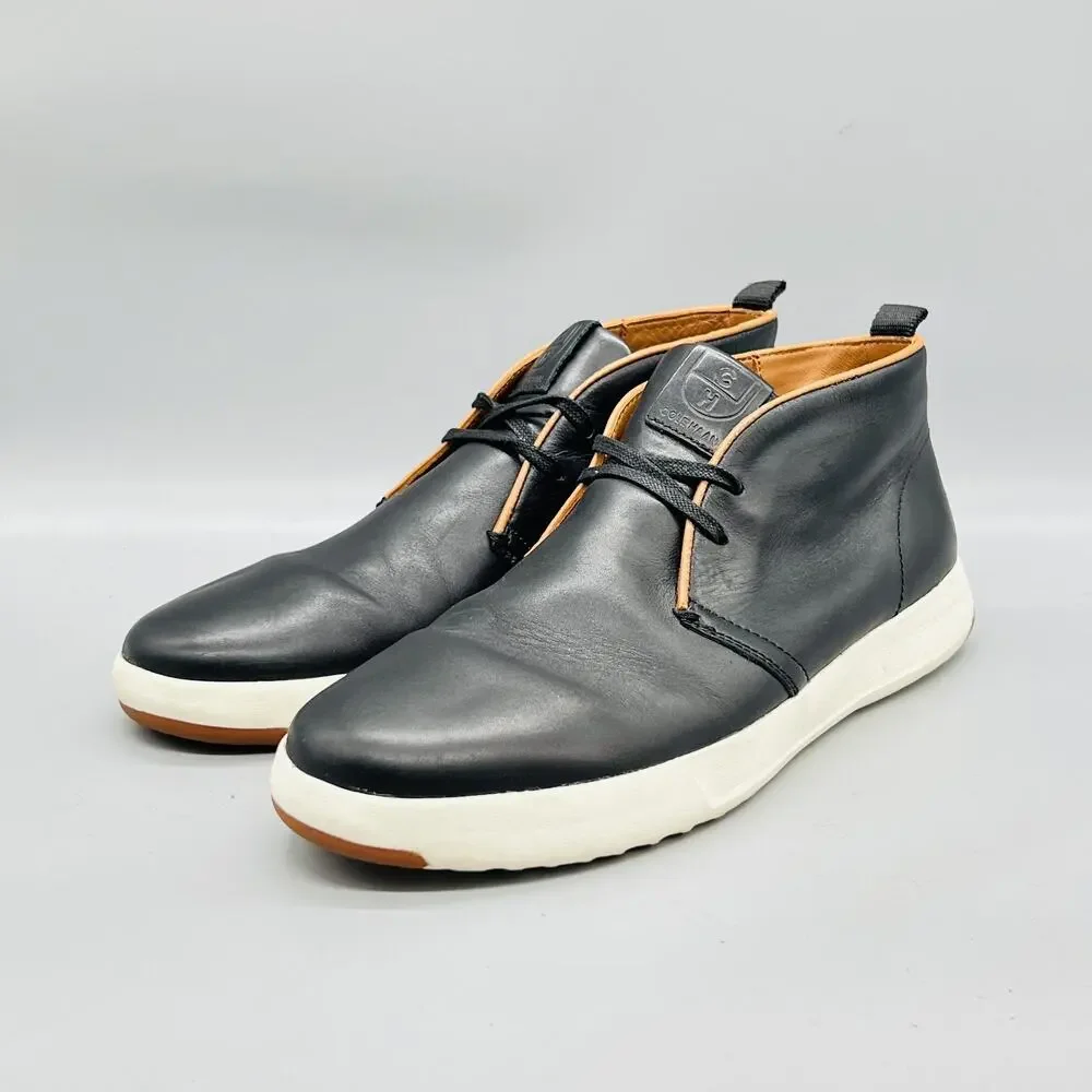Cole Haan Boots Men 9 Black Leather Grand OS Chukka Casual Sneaker Shoes Comfort